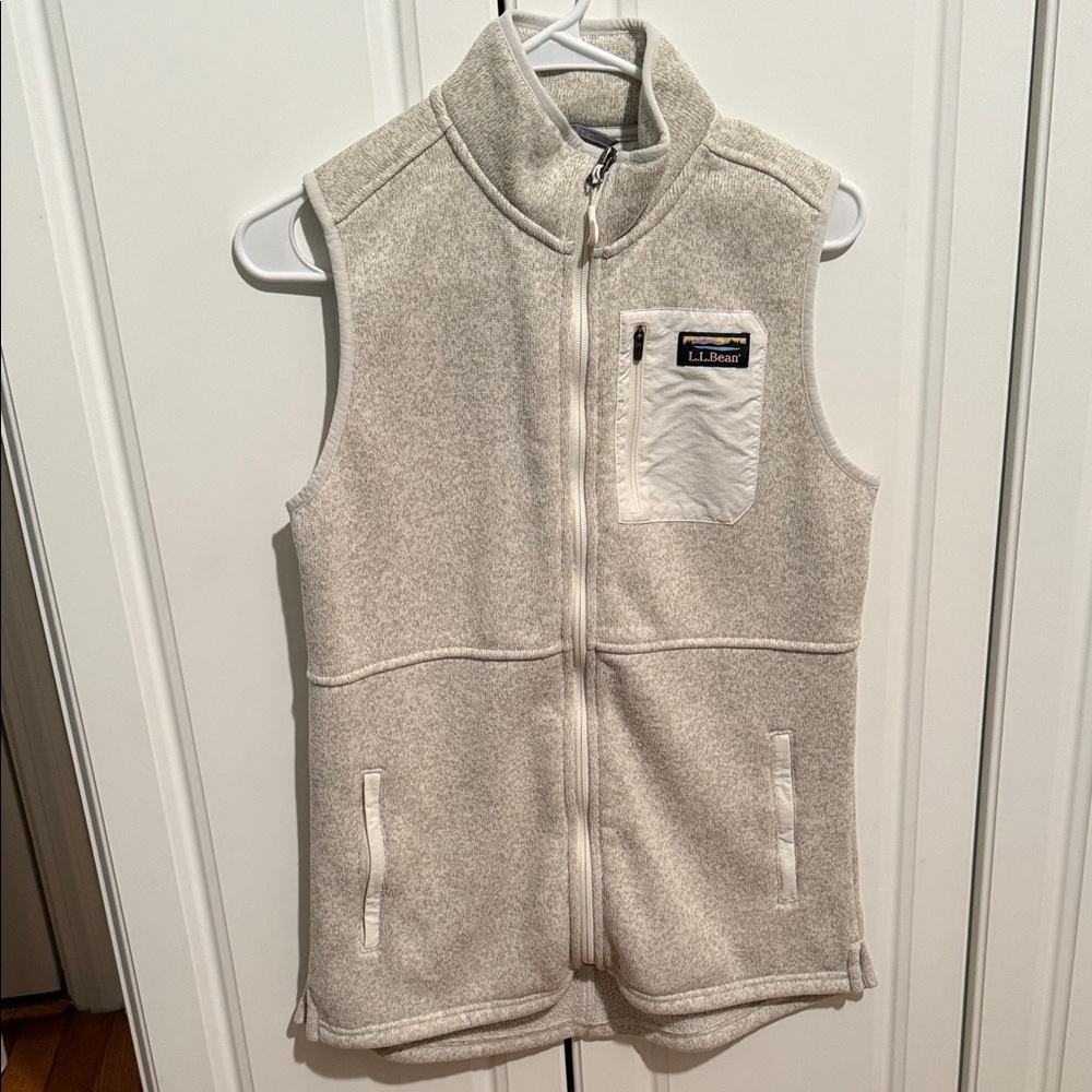 L.L. Bean Kids Off-White Fleece Vest